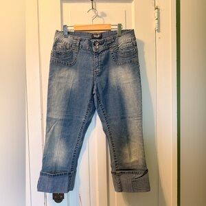 Angels Light Blue Cropped Denim Jeans - Cuffed Ankle